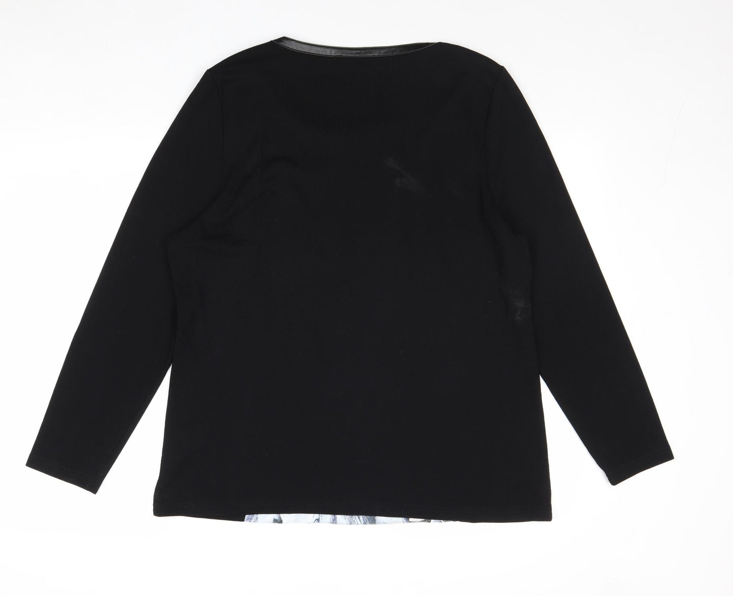 CASAMIA Womens Black Scoop Neck Geometric Viscose Pullover Jumper Size L