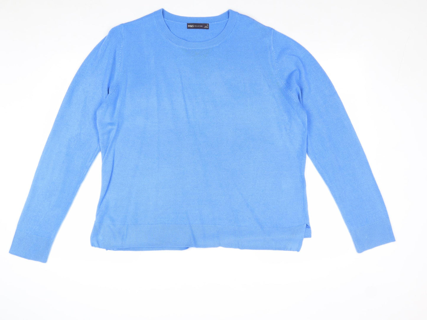 Marks and Spencer Womens Blue Round Neck Acrylic Pullover Jumper Size 18