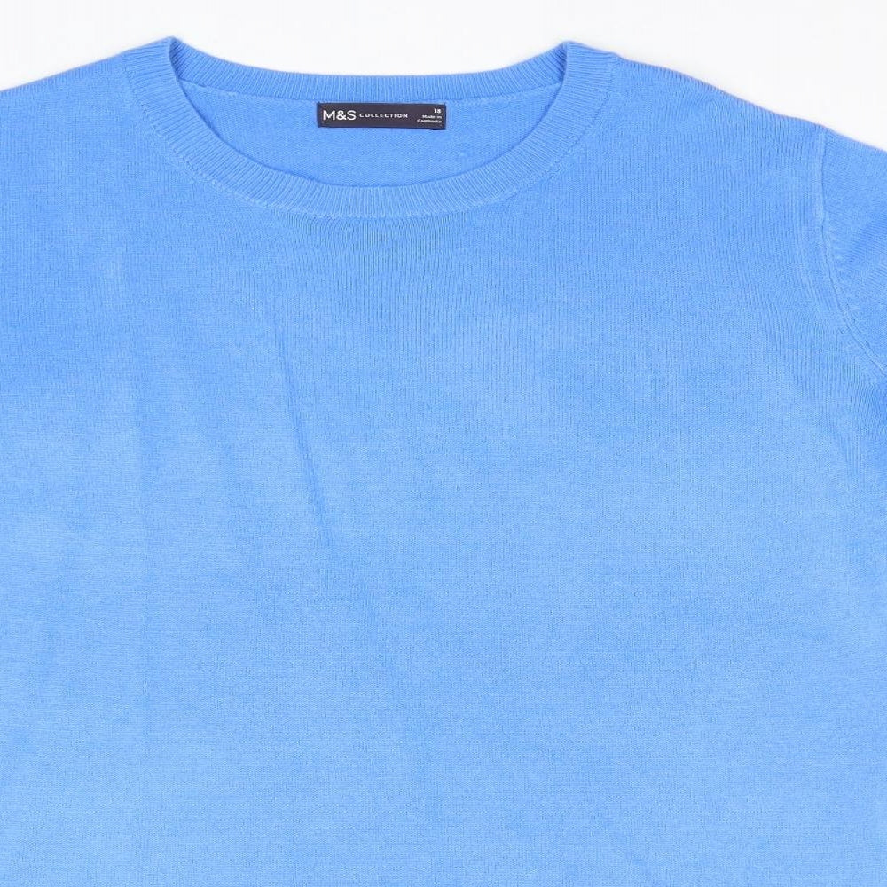 Marks and Spencer Womens Blue Round Neck Acrylic Pullover Jumper Size 18
