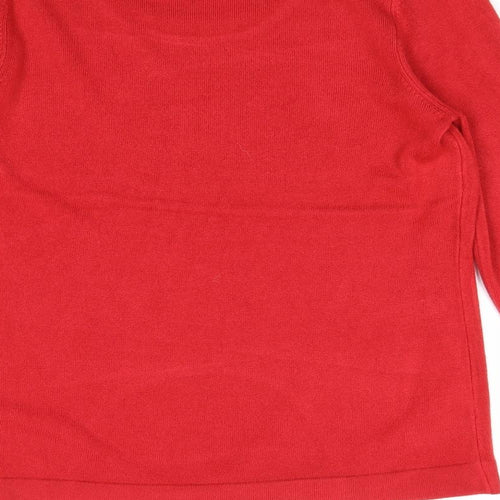 Papaya Womens Red Boat Neck Acrylic Pullover Jumper Size 14