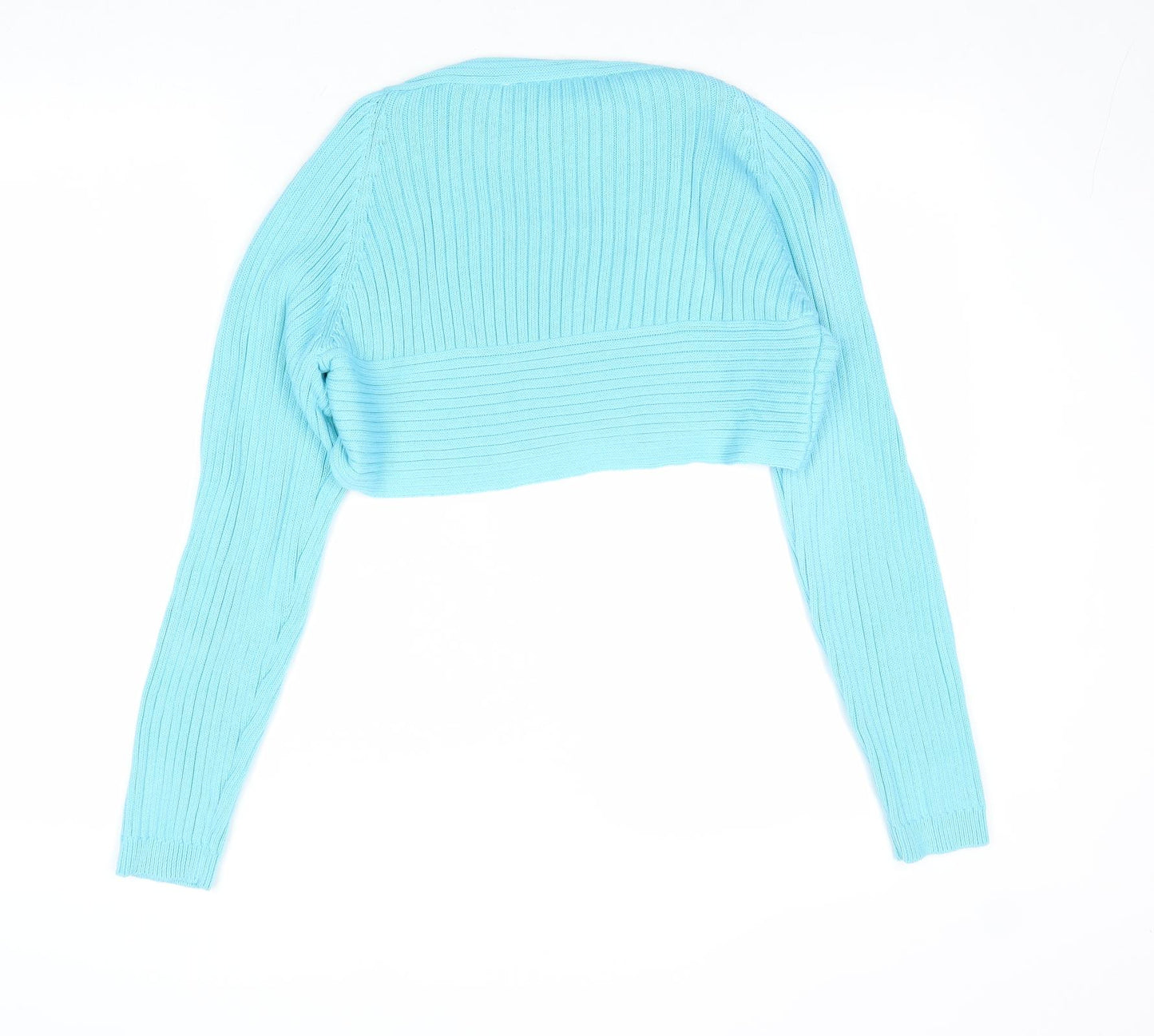 Trend Womens Blue Collared Acrylic Shrug Jumper Size 18 - Ribbed