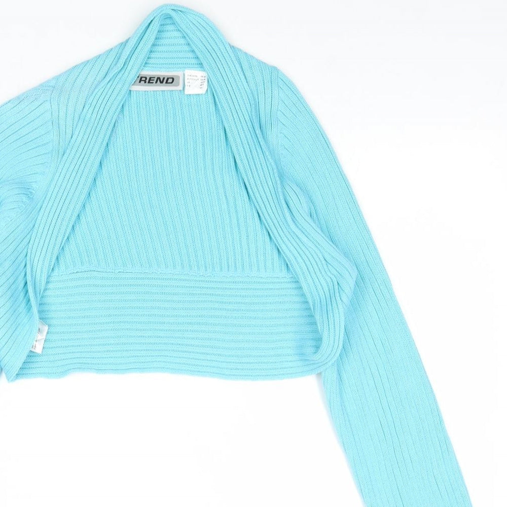 Trend Womens Blue Collared Acrylic Shrug Jumper Size 18 - Ribbed