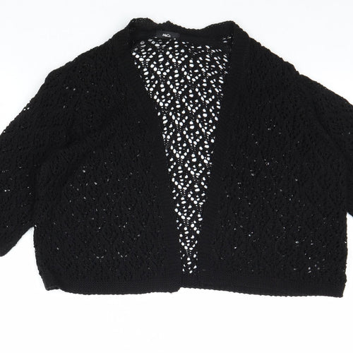 M&Co Womens Black V-Neck Acrylic Cardigan Jumper Size M
