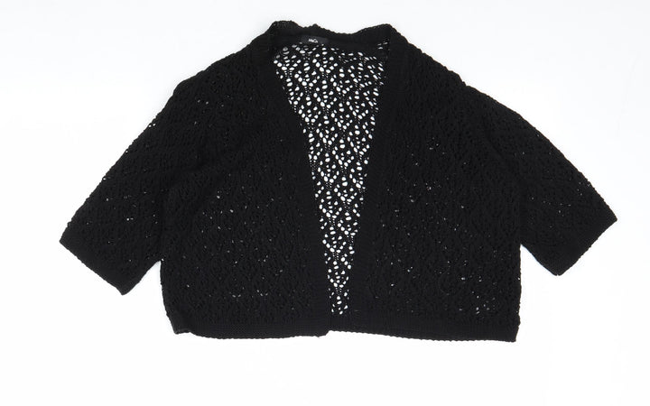 M&Co Womens Black V-Neck Acrylic Cardigan Jumper Size M
