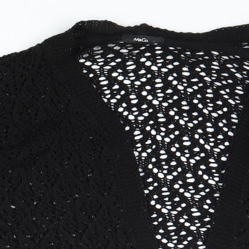 M&Co Womens Black V-Neck Acrylic Cardigan Jumper Size M