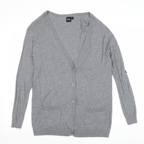 ASOS Womens Grey V-Neck Cotton Cardigan Jumper Size 10
