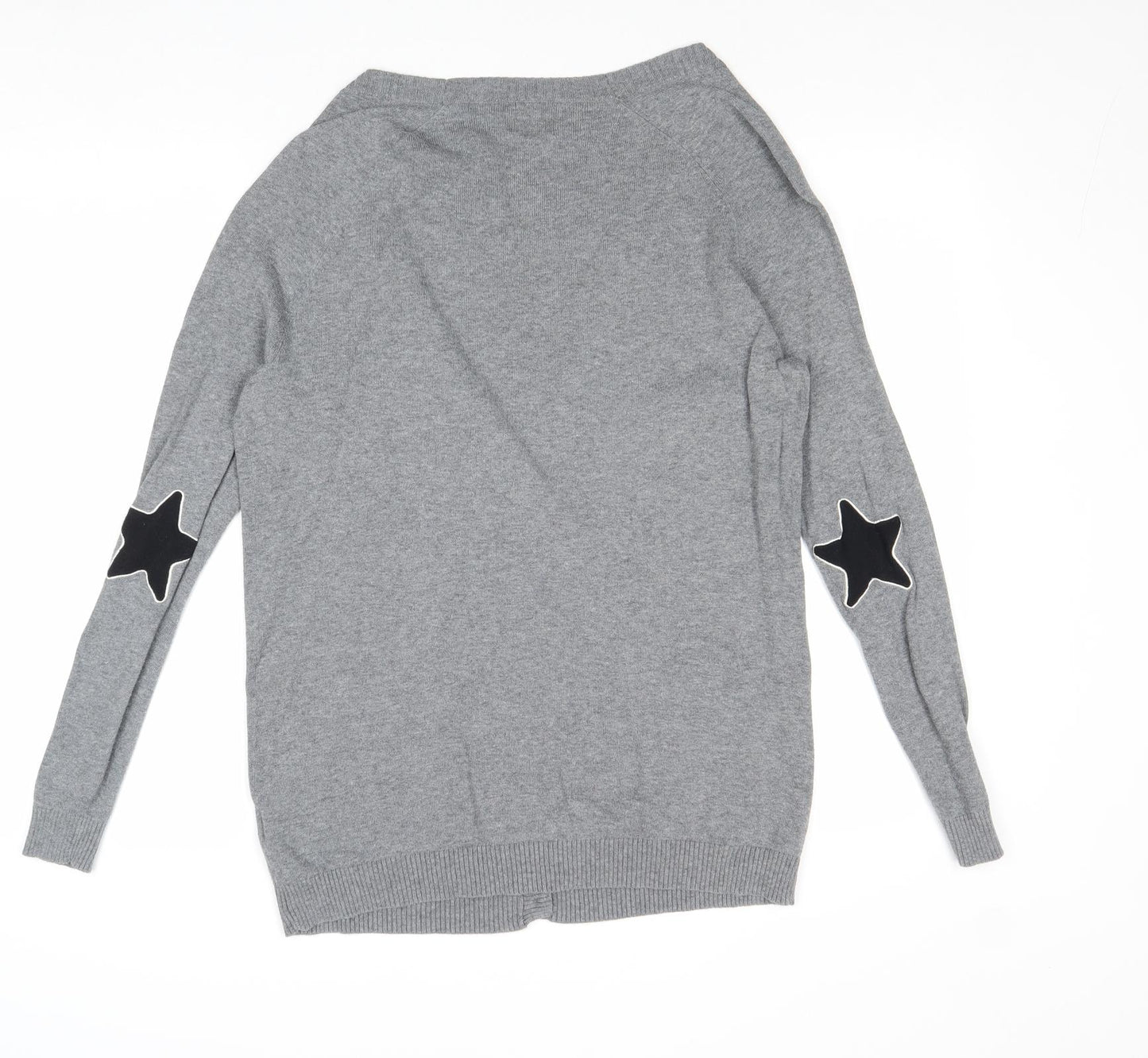 ASOS Womens Grey V-Neck Cotton Cardigan Jumper Size 10