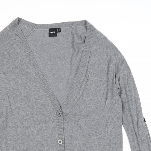 ASOS Womens Grey V-Neck Cotton Cardigan Jumper Size 10