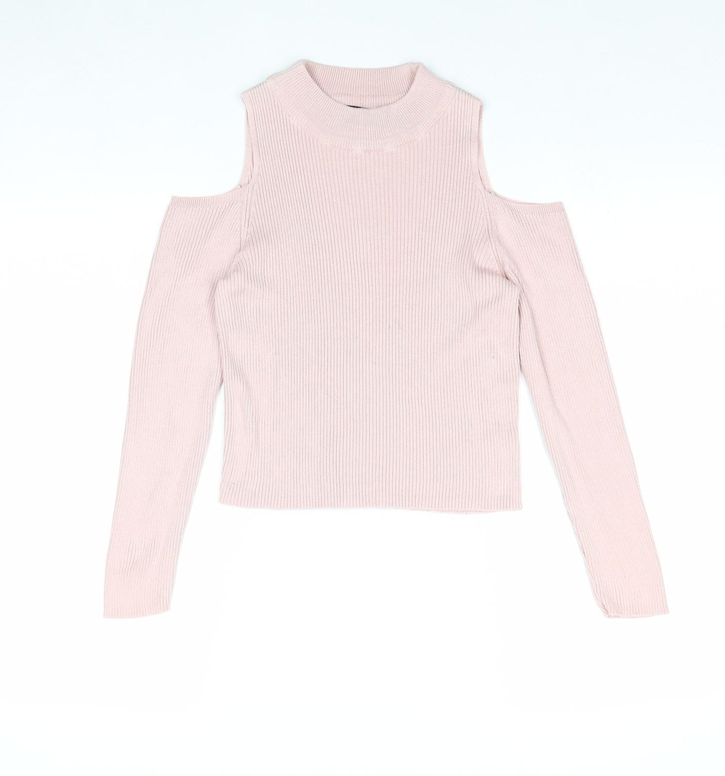 Atmosphere Womens Pink Round Neck Cotton Pullover Jumper Size 10 - Cold Shoulder