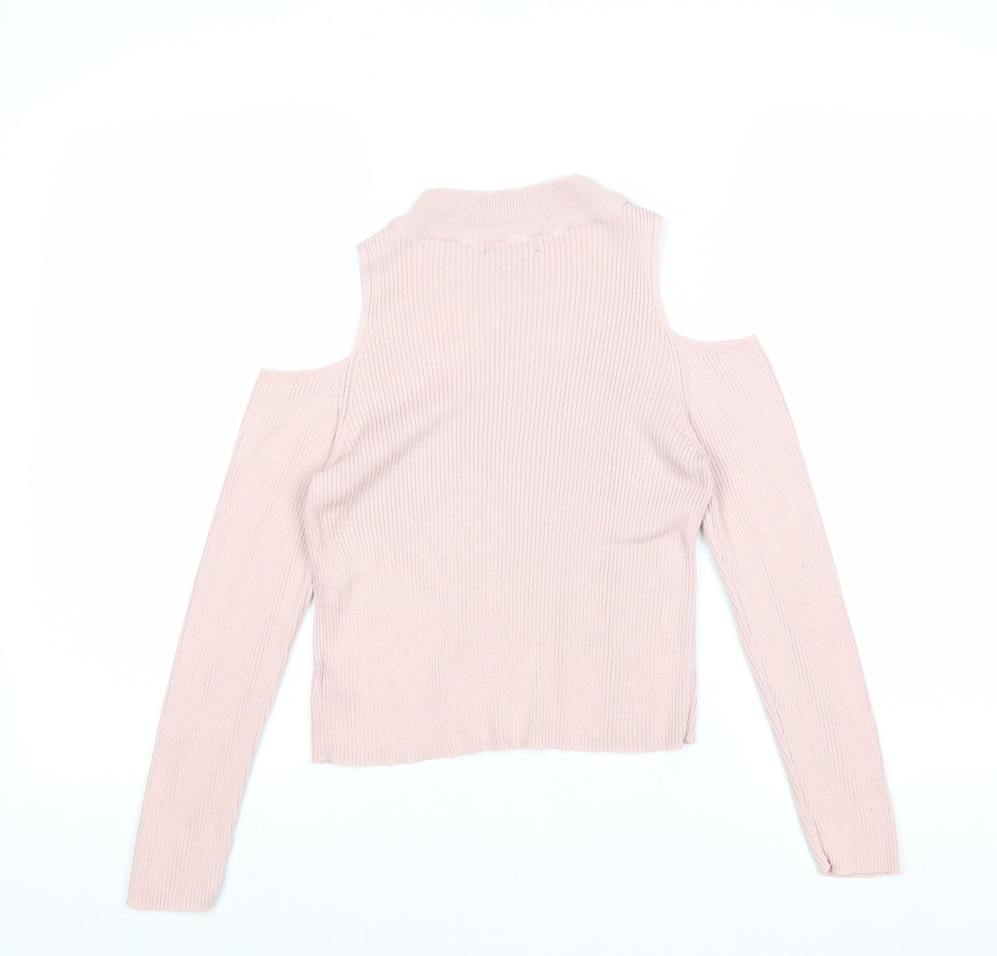 Atmosphere Womens Pink Round Neck Cotton Pullover Jumper Size 10 - Cold Shoulder