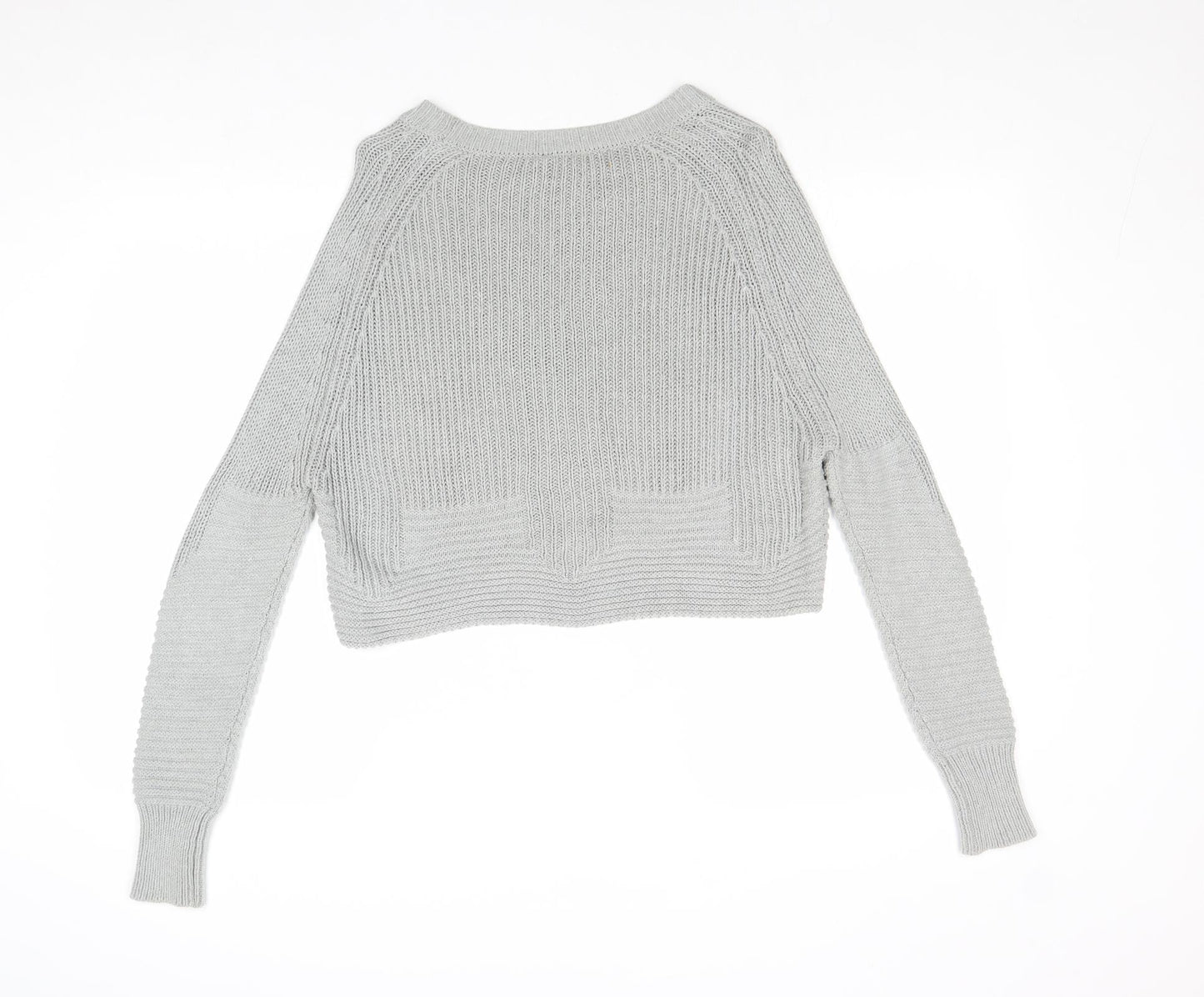 ASOS Womens Grey Round Neck Herringbone Cotton Pullover Jumper Size 6