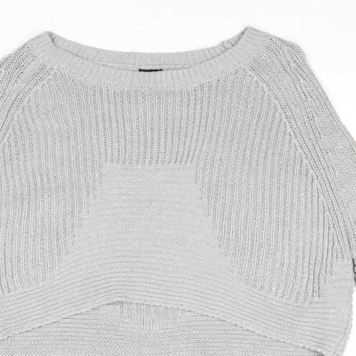 ASOS Womens Grey Round Neck Herringbone Cotton Pullover Jumper Size 6