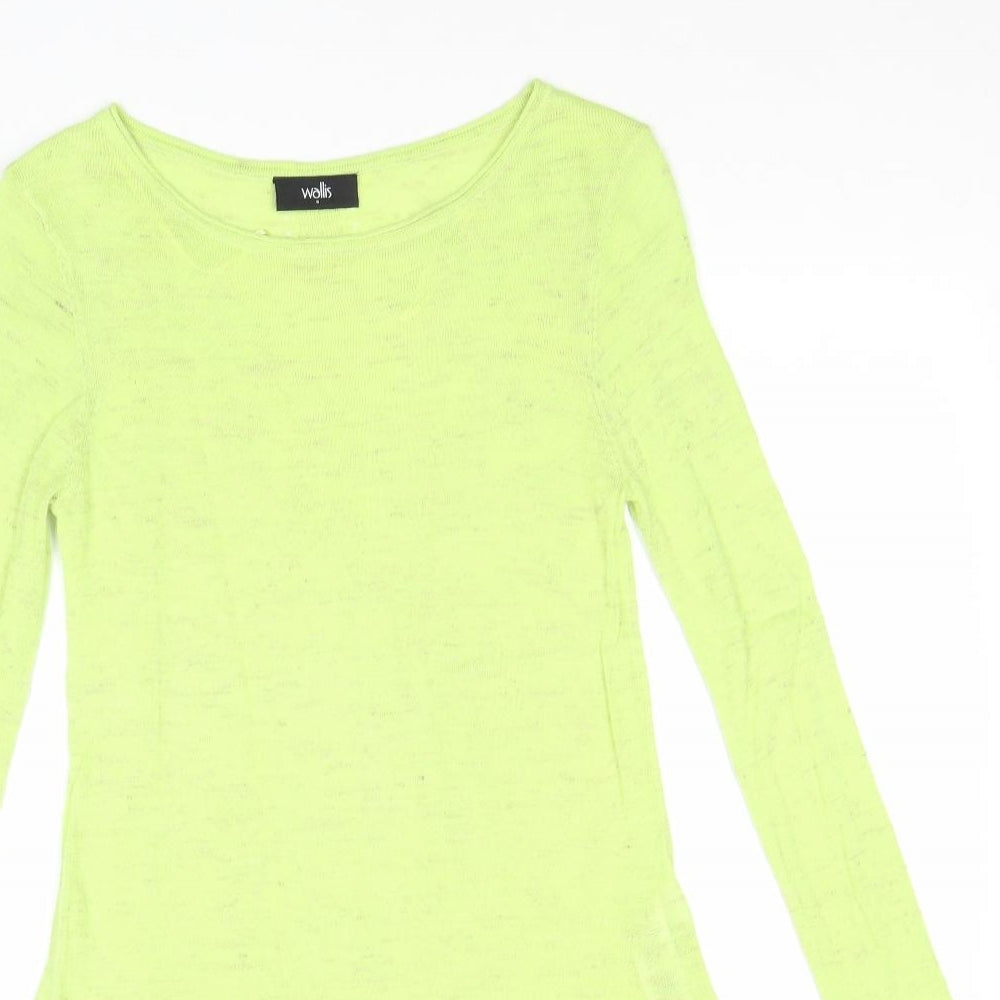 Wallis Womens Green Boat Neck Acrylic Pullover Jumper Size 8