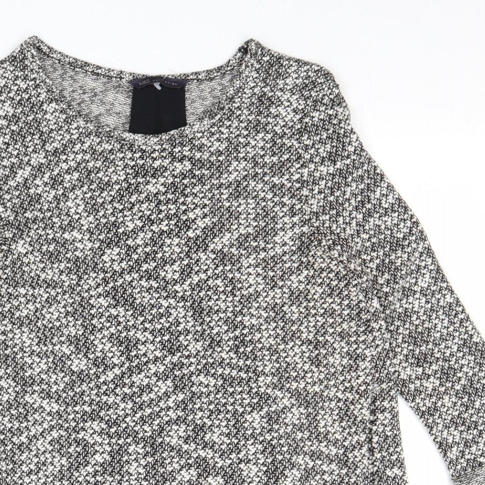 Marks and Spencer Womens Grey Round Neck Cotton Pullover Jumper Size 8