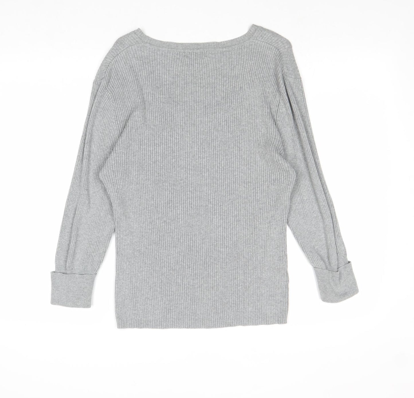 Papaya Womens Grey Scoop Neck 100% Cotton Pullover Jumper Size 16
