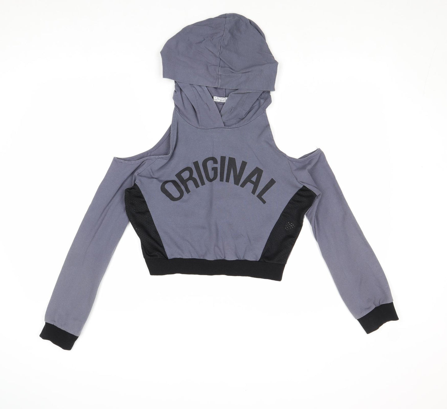 Select Womens Grey Cotton Pullover Hoodie Size 12 Pullover - Original Cold Shoulder