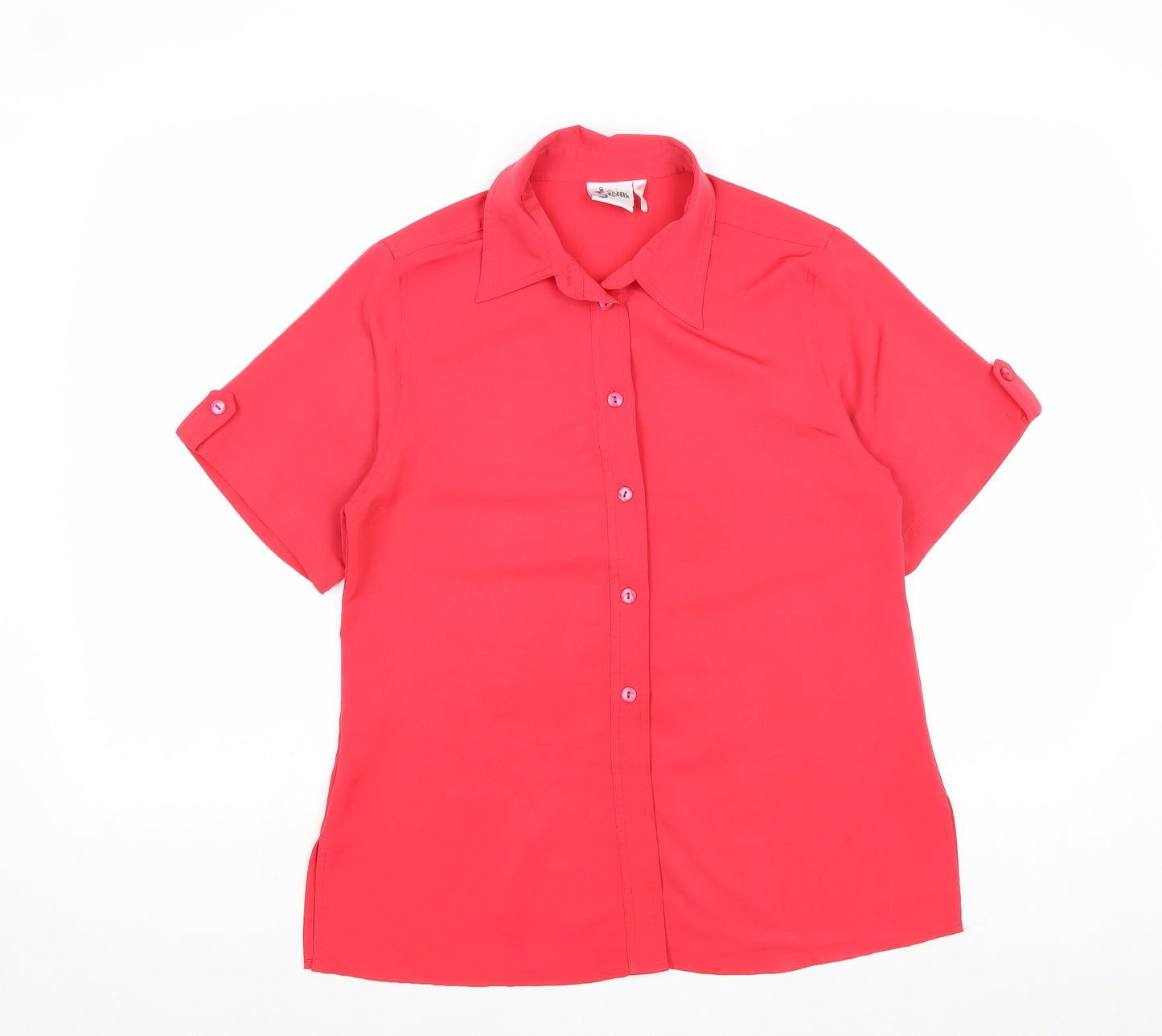 Silken Ladder Womens Pink Polyester Basic Button-Up Size 10 Collared