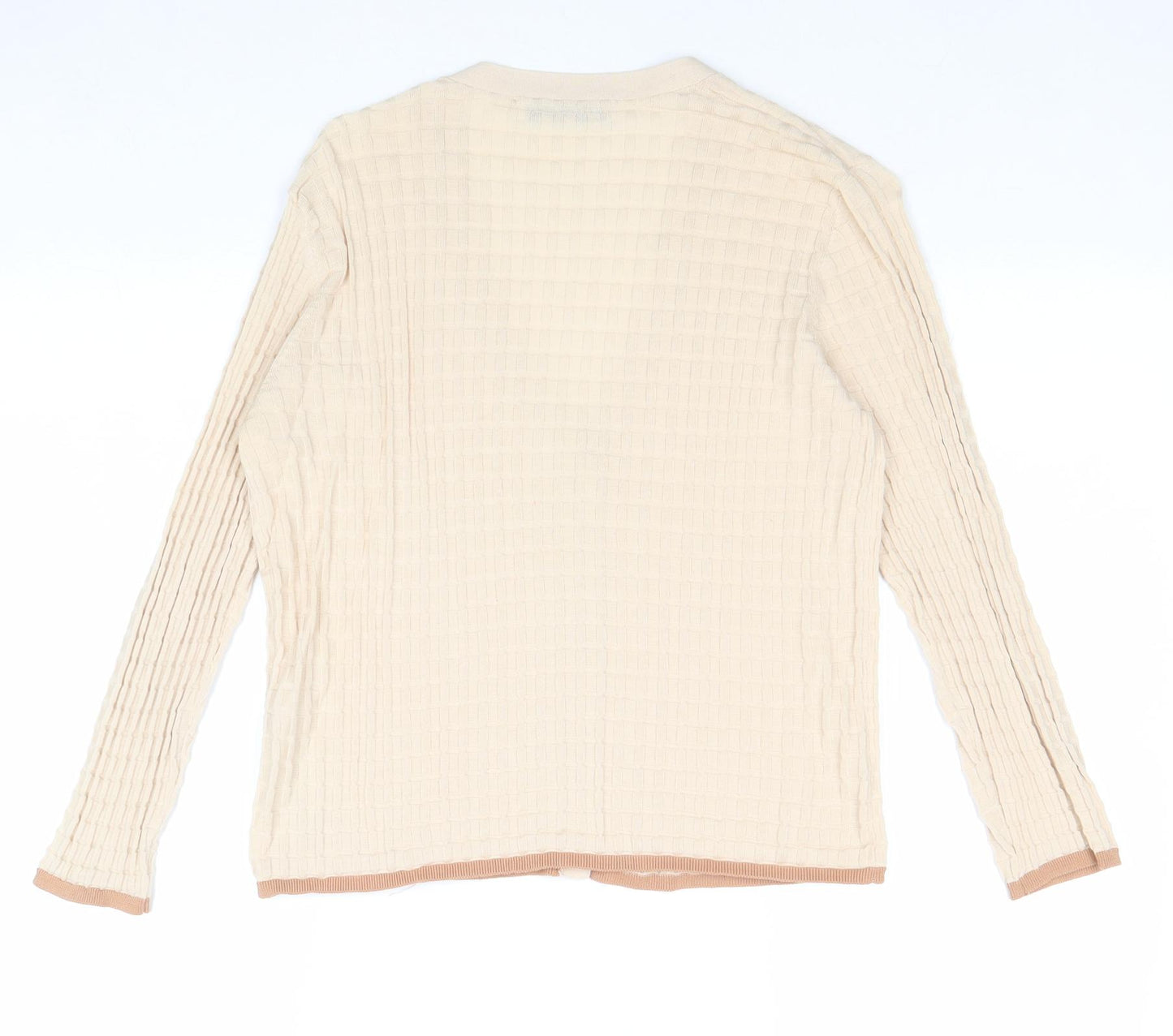 Zara Womens Beige V-Neck 100% Cotton Cardigan Jumper Size S