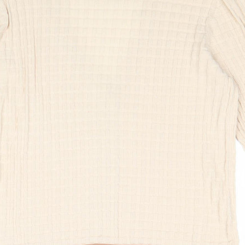 Zara Womens Beige V-Neck 100% Cotton Cardigan Jumper Size S