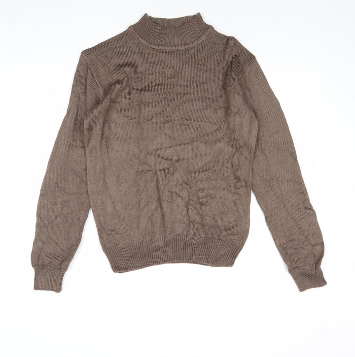 Damart Womens Brown High Neck Polyester Pullover Jumper Size 8