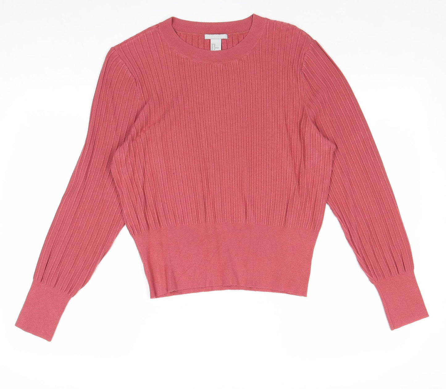H&M Womens Pink Round Neck Viscose Pullover Jumper Size M