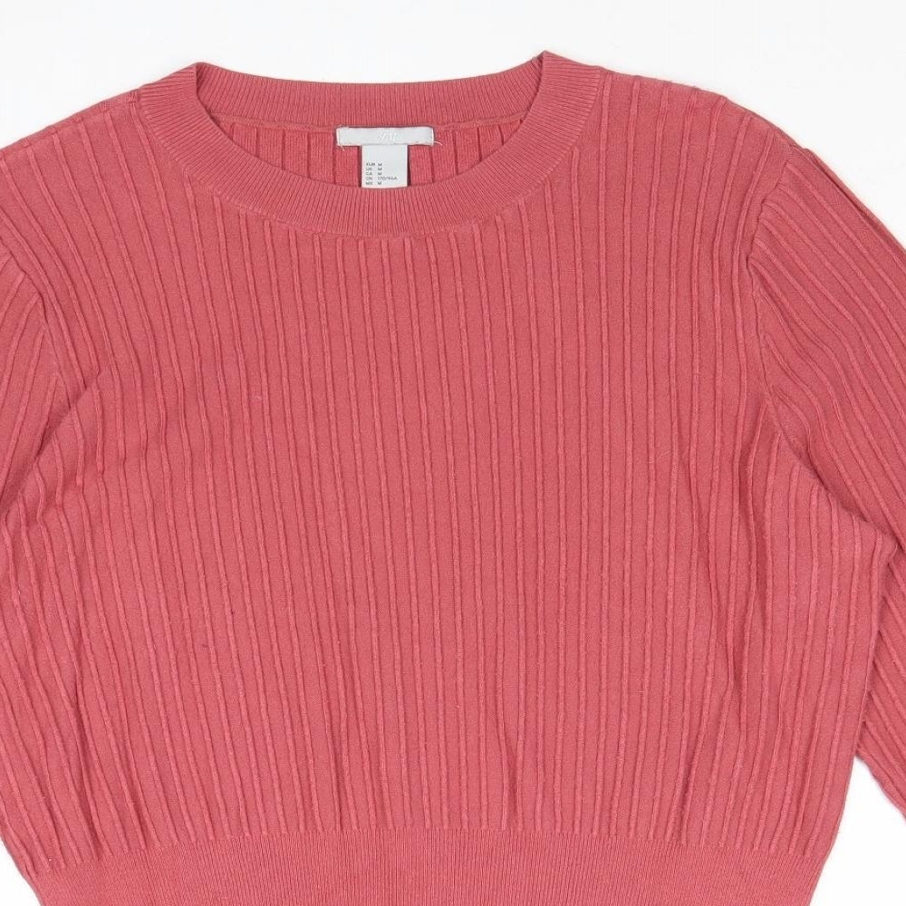 H&M Womens Pink Round Neck Viscose Pullover Jumper Size M