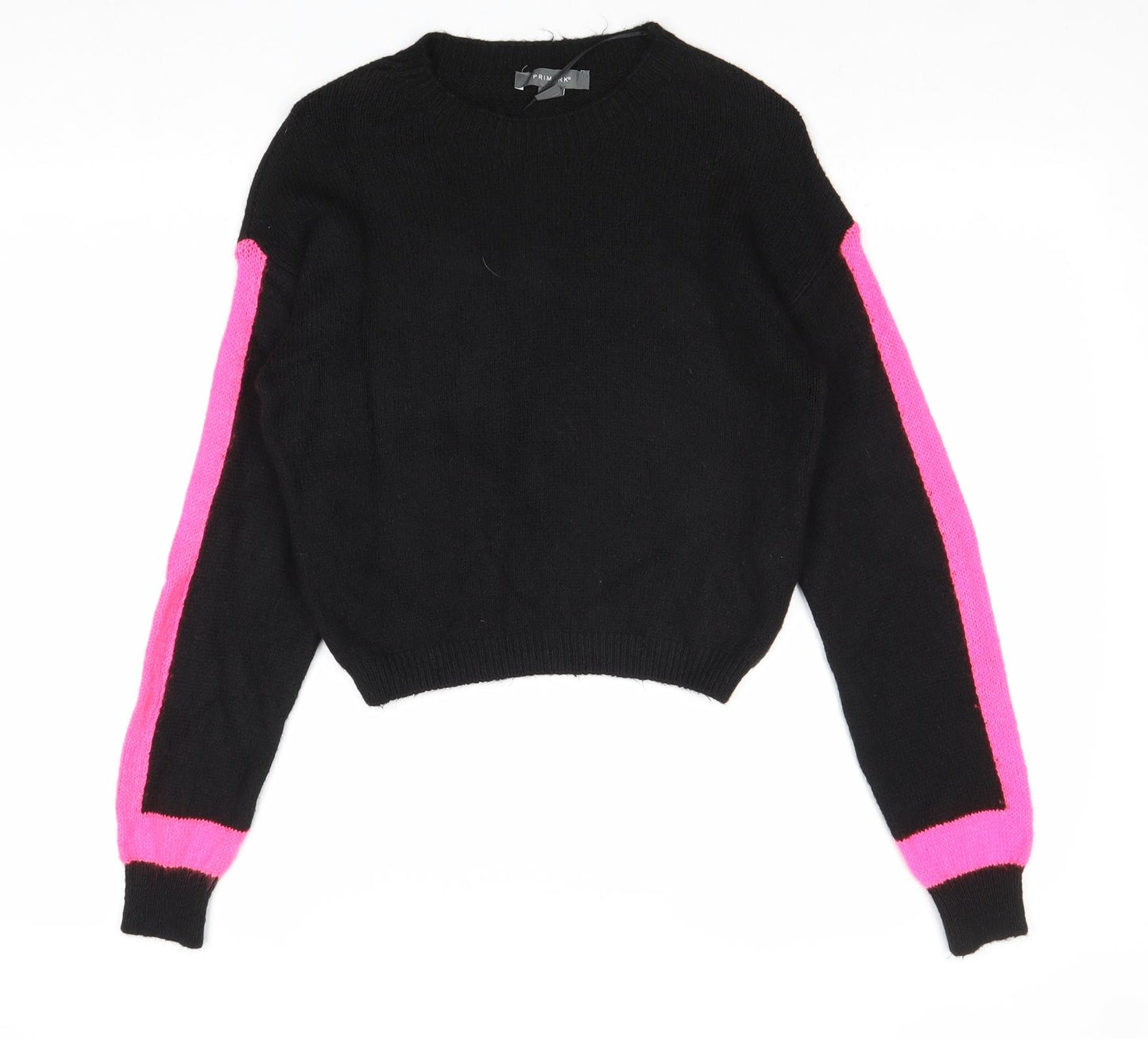 Primark Womens Black Round Neck Acetate Pullover Jumper Size XS