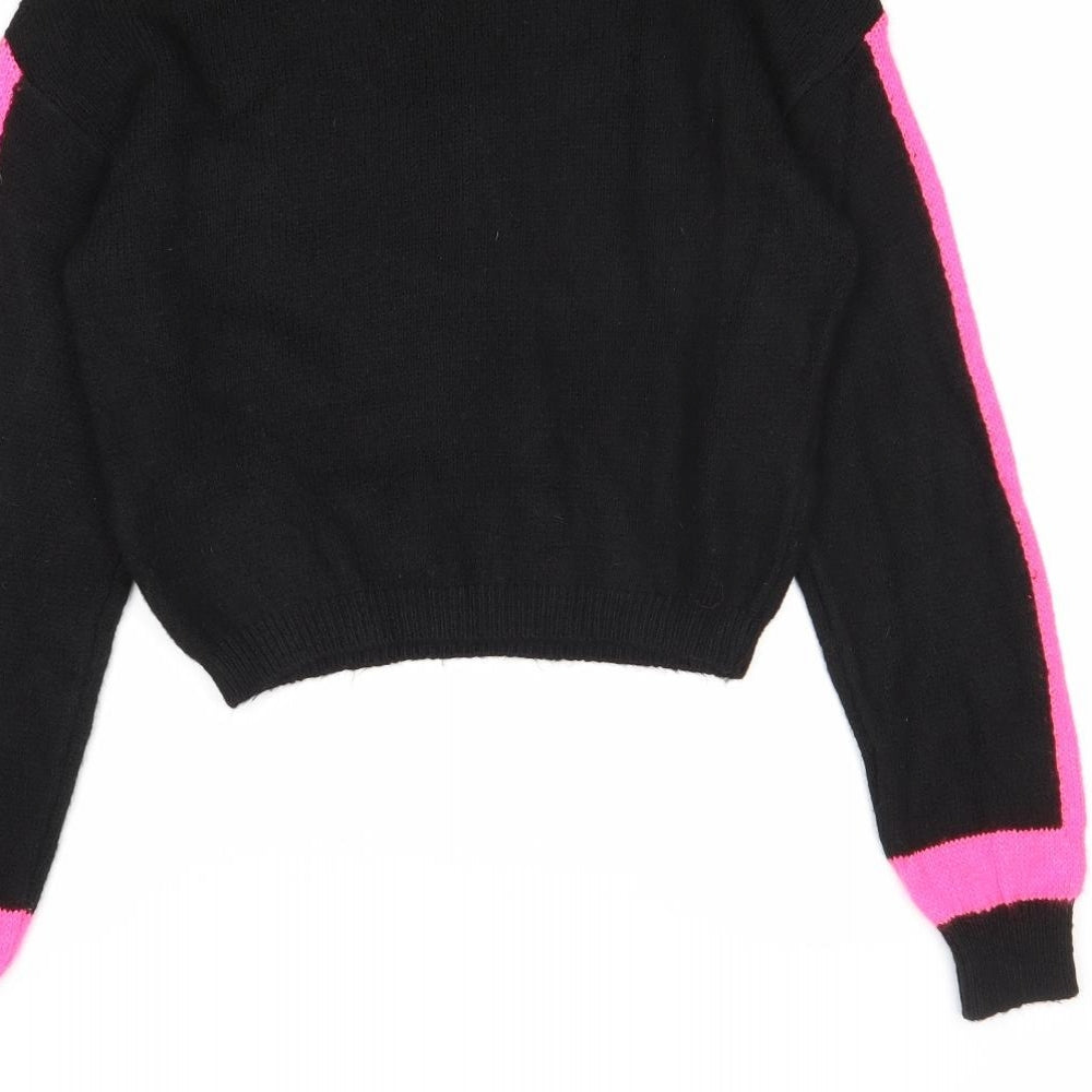 Primark Womens Black Round Neck Acetate Pullover Jumper Size XS