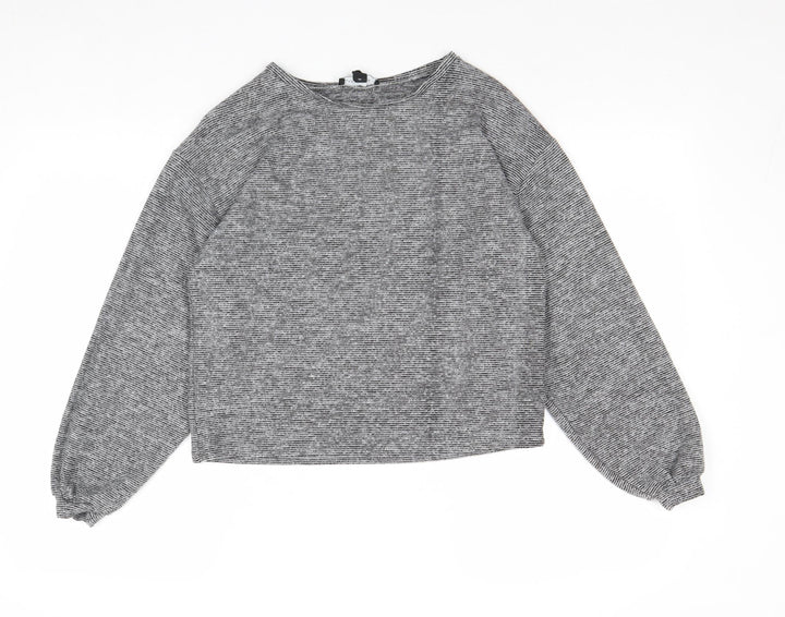 New Look Womens Grey Round Neck Polyester Pullover Jumper Size S