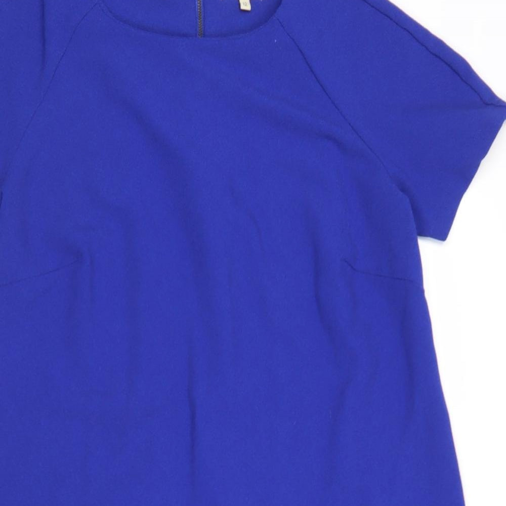 Papaya Womens Blue Polyester A-Line Size 12 Round Neck Zip