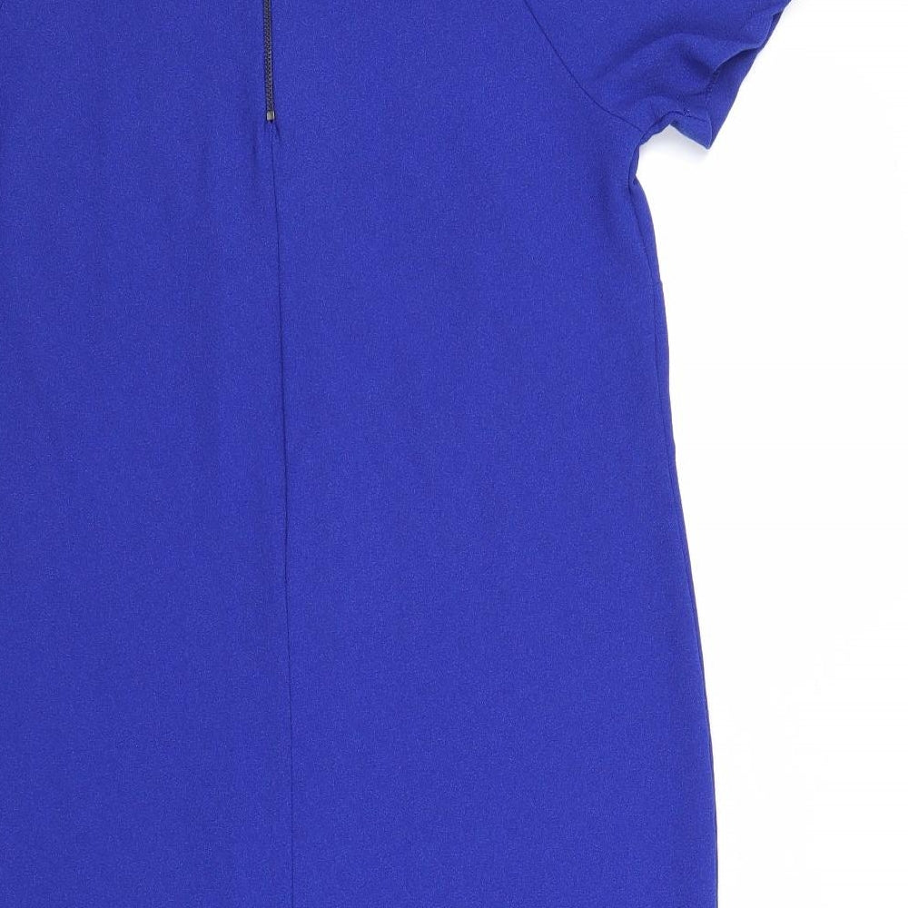 Papaya Womens Blue Polyester A-Line Size 12 Round Neck Zip