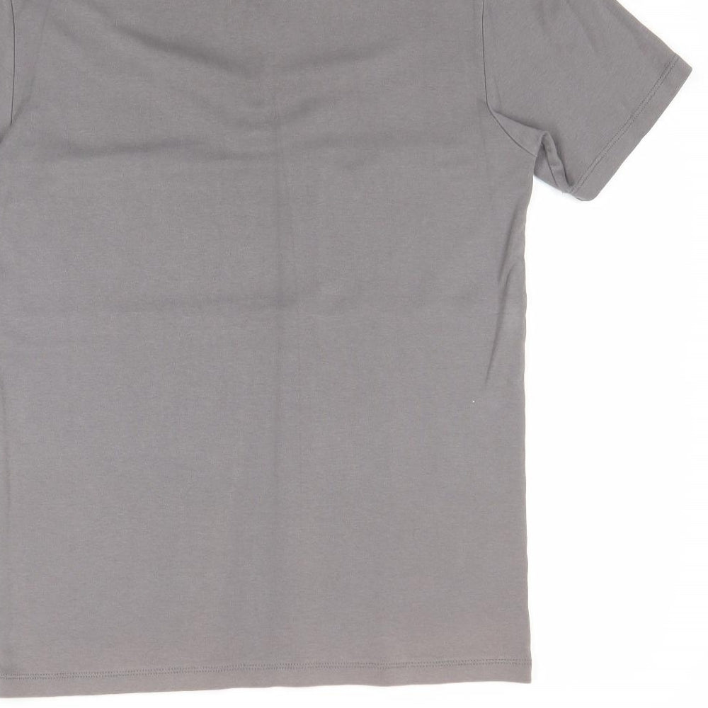 River Island Mens Grey Colourblock 100% Cotton Polo Size S Collared Button