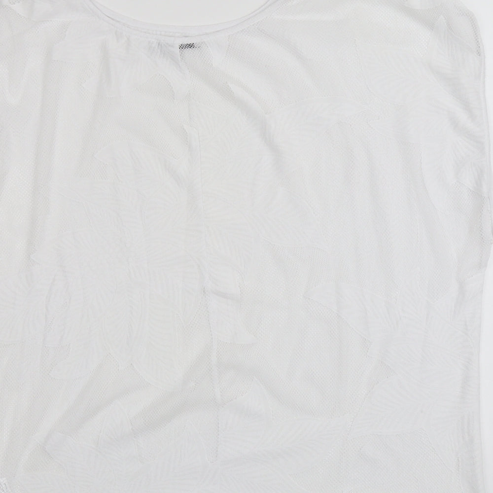 George Womens White Polyester Basic Blouse Size S Boat Neck