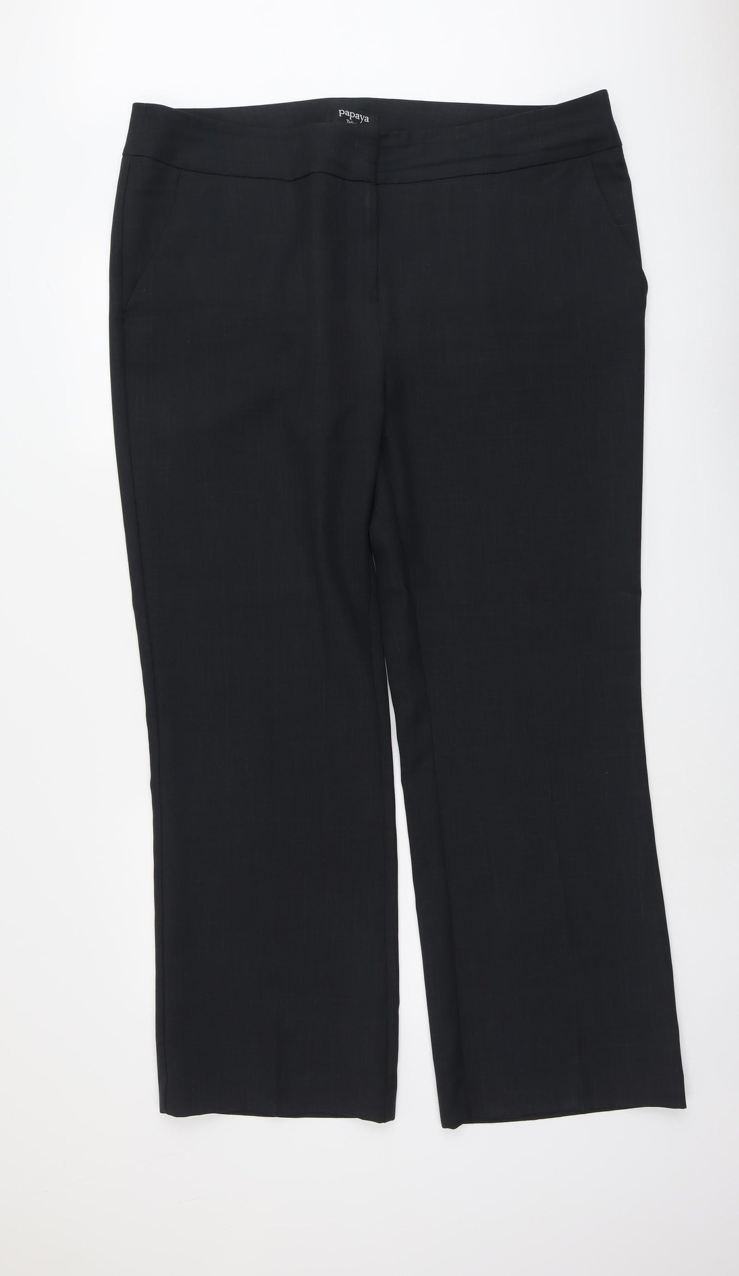 Papaya Womens Black Polyester Trousers Size 20 L31 in Regular Button