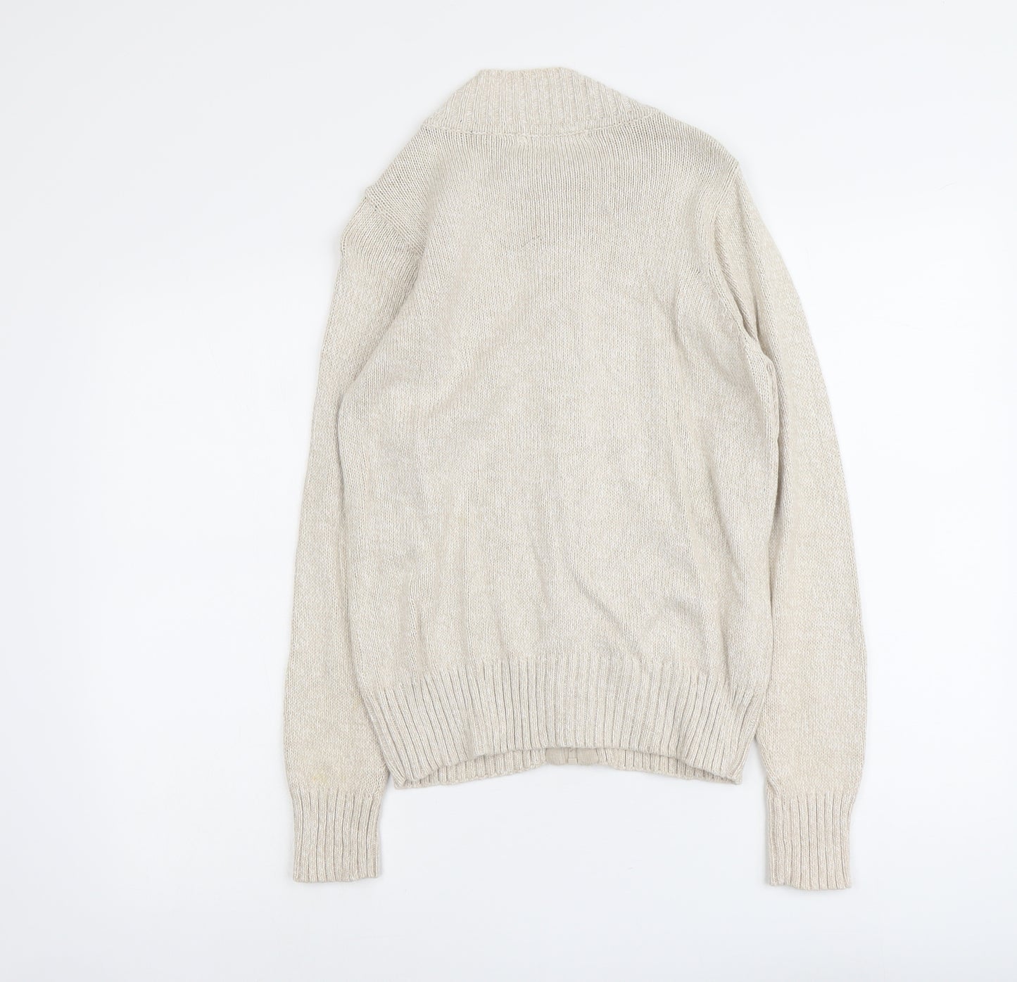 EWM Womens Beige Mock Neck Cotton Full Zip Jumper Size 10