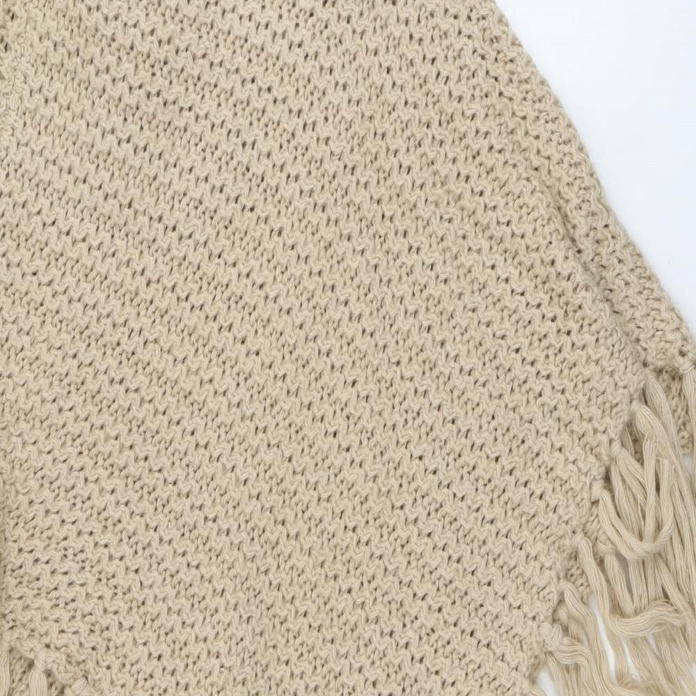 M&Co Womens Beige Collared Acrylic Pullover Jumper Size L - Poncho