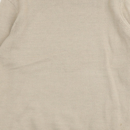 Bonmarché Womens Beige Round Neck Geometric Acrylic Pullover Jumper Size S