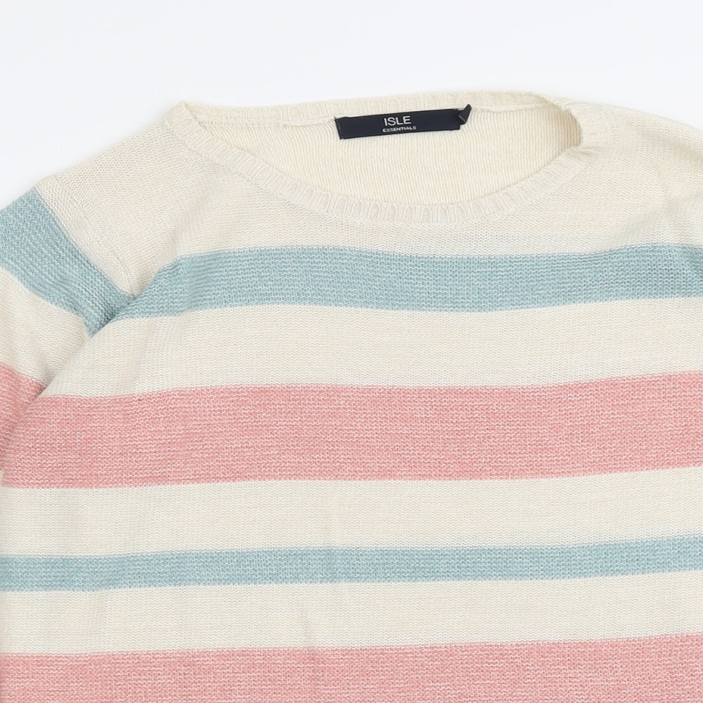 EWM Womens Multicoloured Round Neck Striped Acrylic Pullover Jumper Size 14