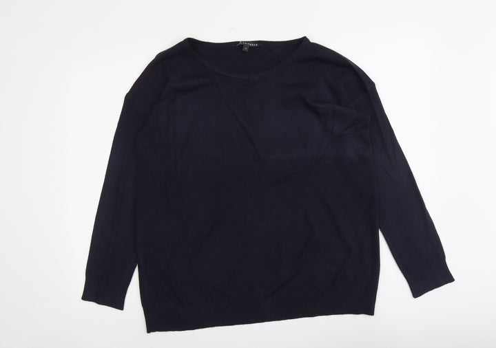 Bonmarché Womens Blue Round Neck Acrylic Pullover Jumper Size 12