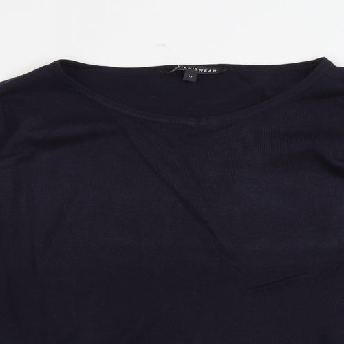 Bonmarché Womens Blue Round Neck Acrylic Pullover Jumper Size 12