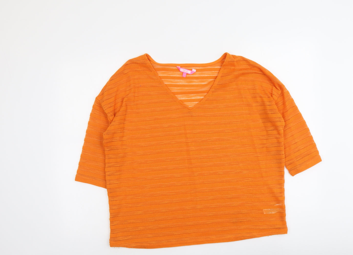 NEXT Womens Orange Polyester Basic Blouse Size 10 V-Neck