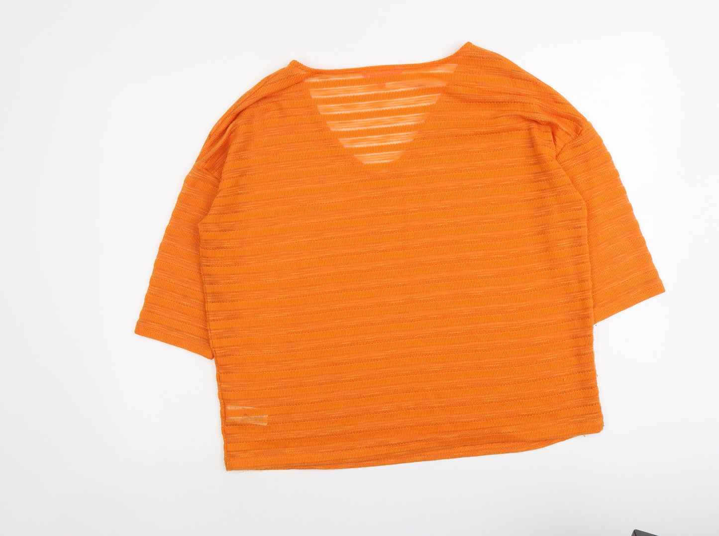 NEXT Womens Orange Polyester Basic Blouse Size 10 V-Neck