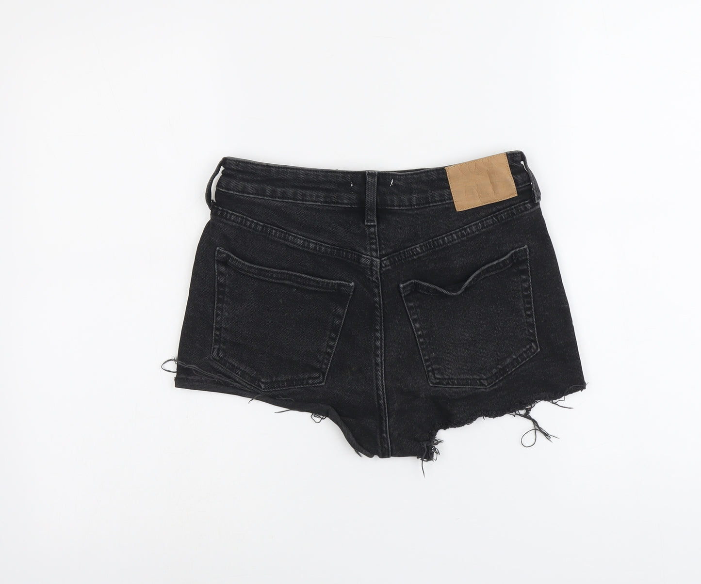 H&M Womens Black Cotton Cut-Off Shorts Size 6 L3 in Regular Button