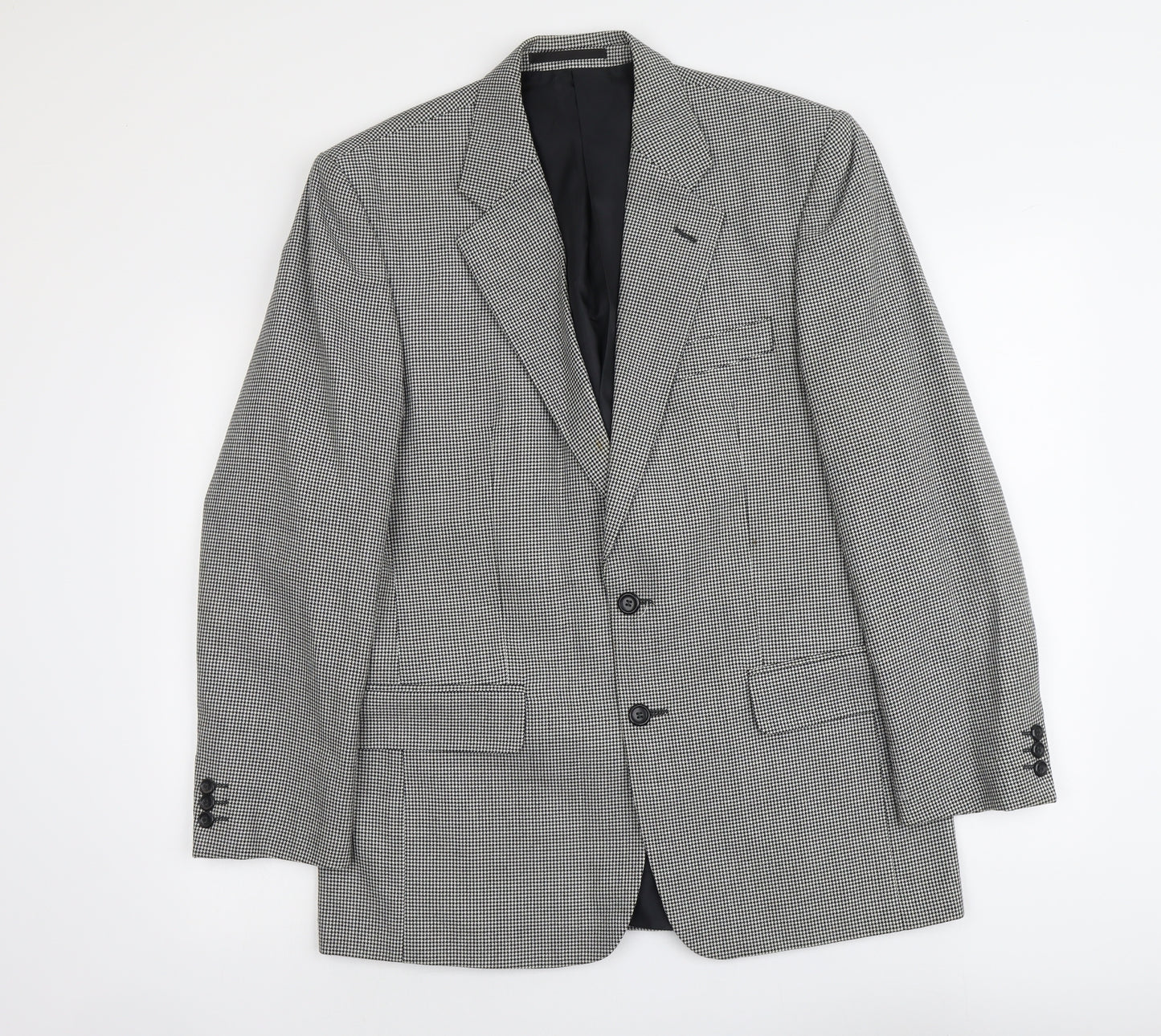 SCOTT Mens Black Geometric Polyester Jacket Blazer Size M Regular