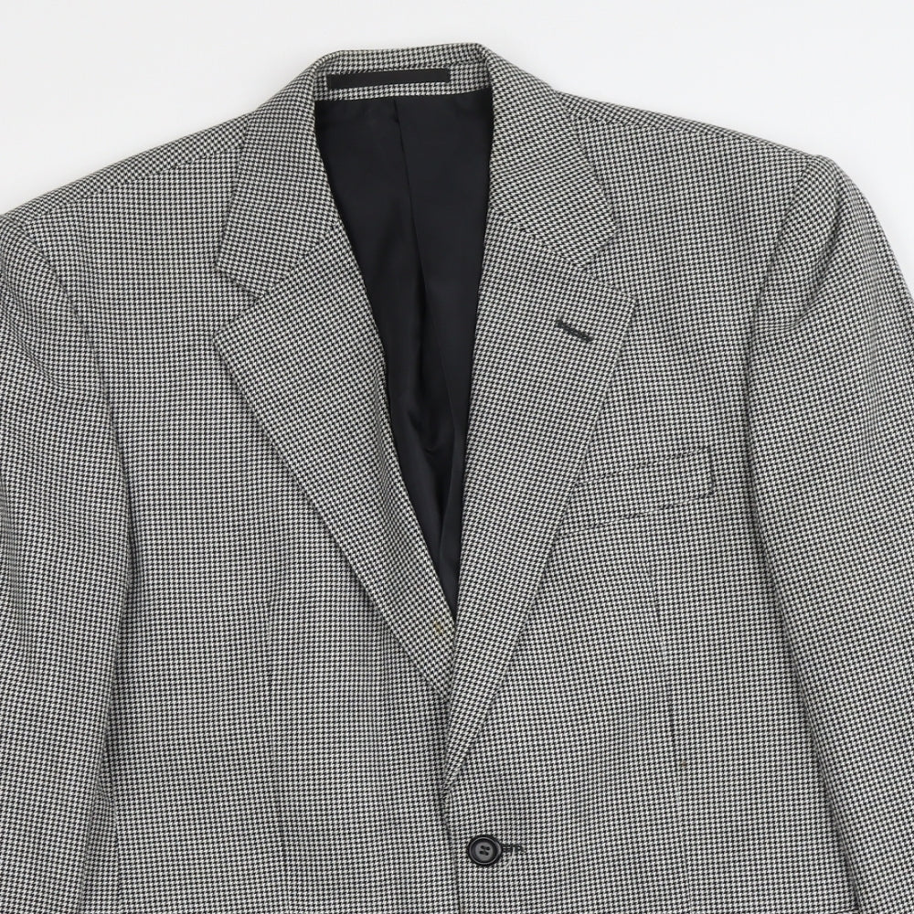 SCOTT Mens Black Geometric Polyester Jacket Blazer Size M Regular