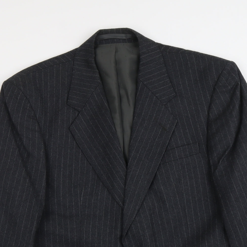 Centaur Mens Grey Striped Wool Jacket Suit Jacket Size M Regular
