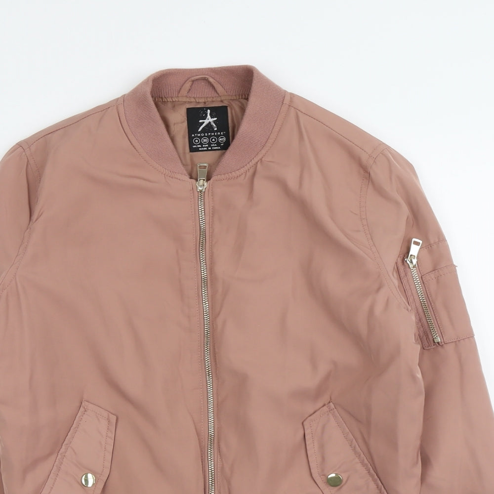 Atmosphere Womens Pink Bomber Jacket Jacket Size 8 Zip