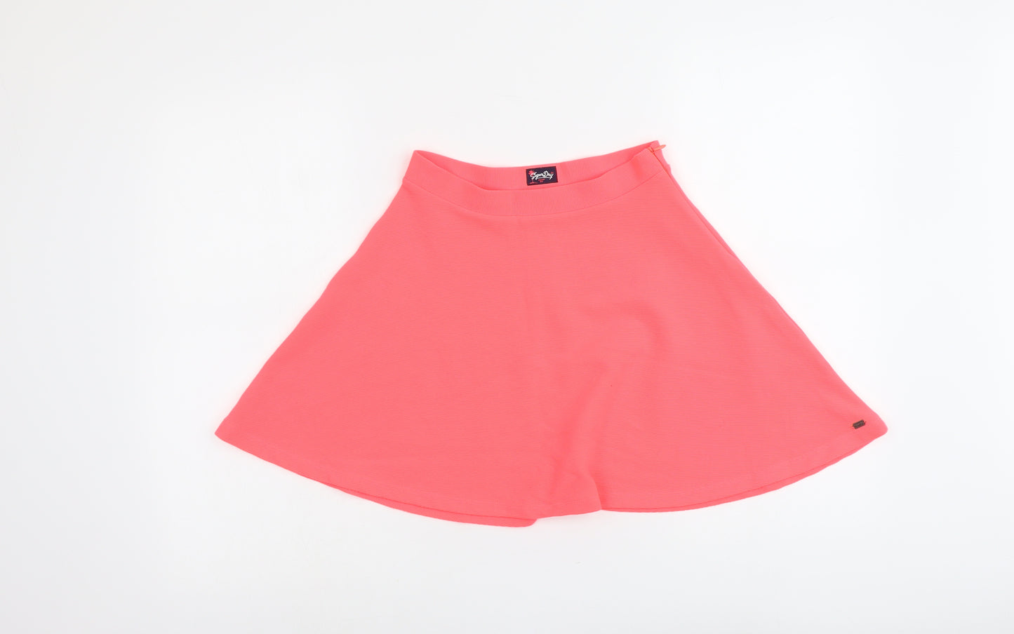 Superdry Womens Pink Polyester Skater Skirt Size XS Zip