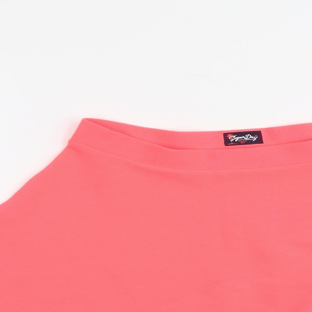 Superdry Womens Pink Polyester Skater Skirt Size XS Zip