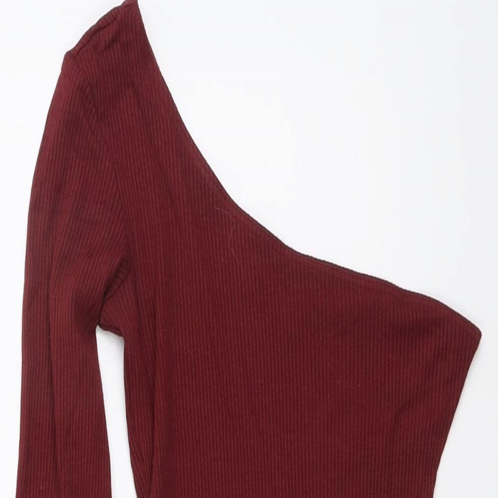 Topshop Womens Red Viscose Bodysuit One-Piece Size 6 Snap